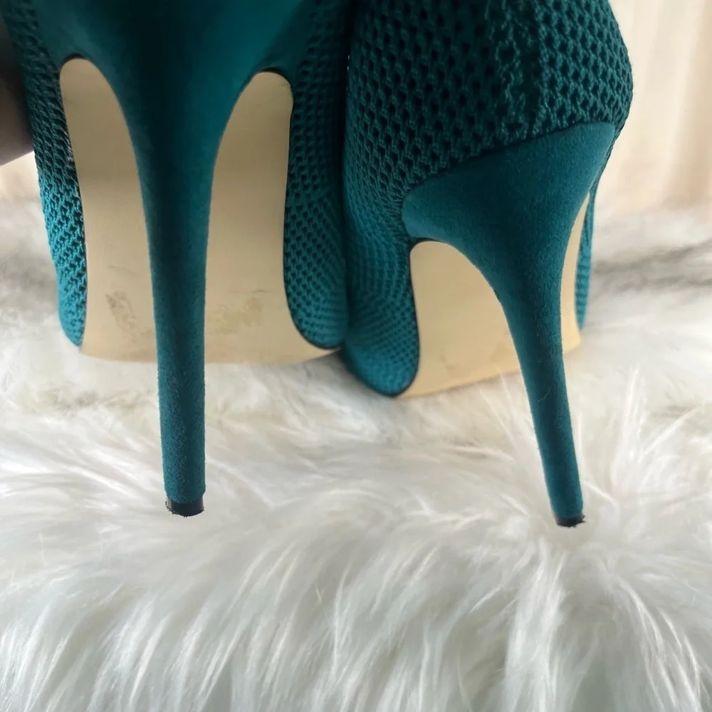 Teal Knit Stiletto Boots